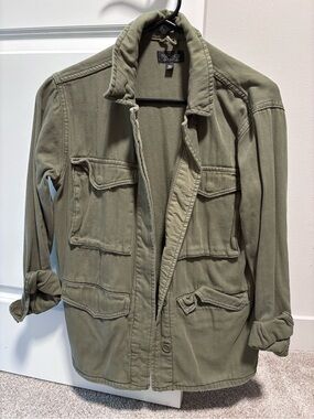 Topshop Khaki Green Drawstring Hood Jacket